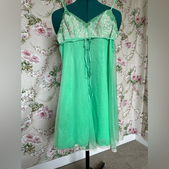 Vintage Intimates & Sleepwear Vintage Green Lace Slip Dress Poshmark